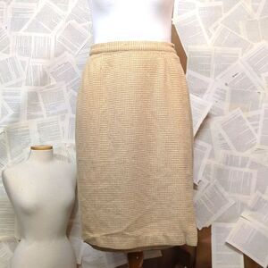 Vintage LL Bean Wool Camel Hair Hounds Tooth Wrap Tan Skirt 20